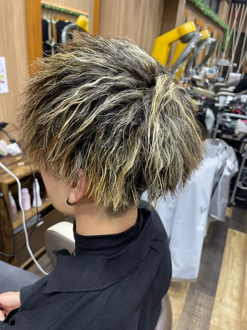 ショート カラー パーマ メンズ カット パーマ 山際勇策 /岐阜美容師のヘアスタイル