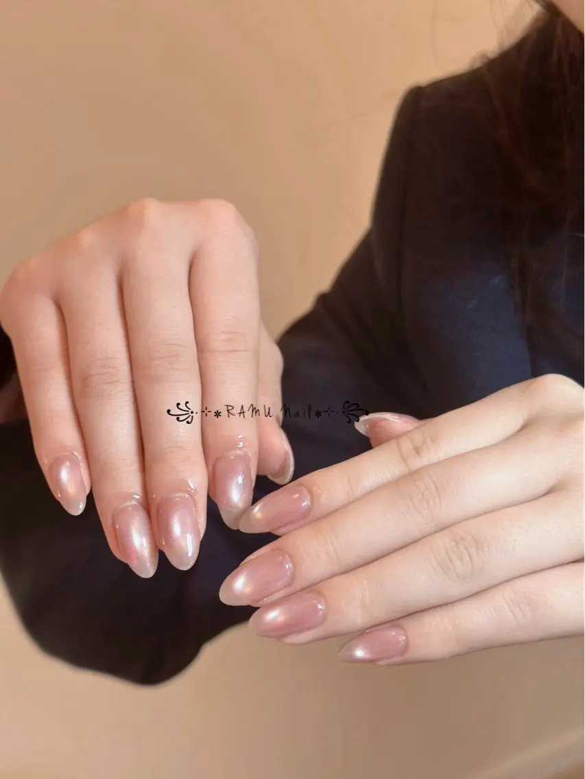 ネイル フレンチネイル 韓国ネイル シンプルネイル ワンホンネイル 冬ネイル RAMU Nail 恵比寿店のネイルデザイン