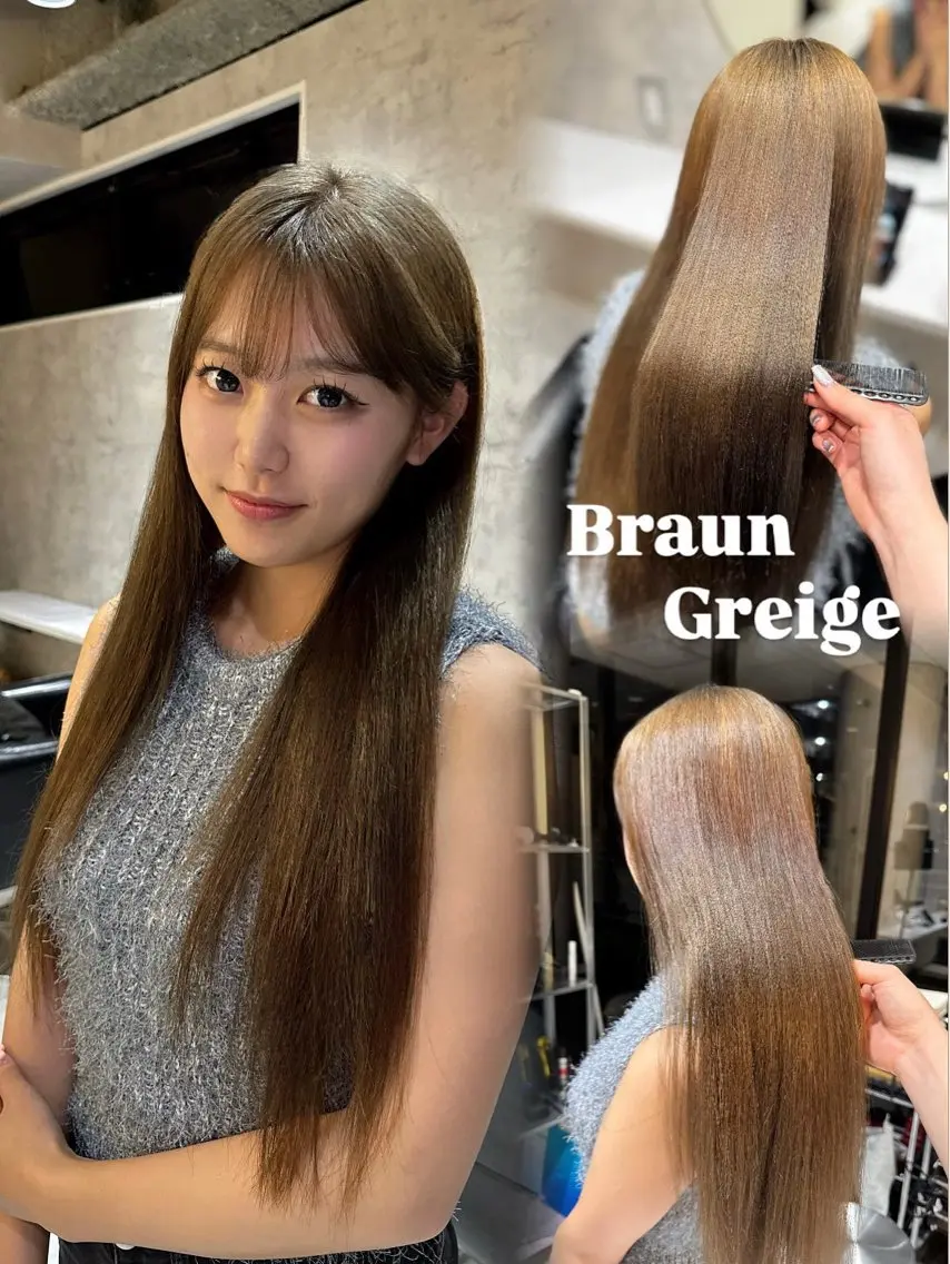 ロング カラー ブラウンカラー 透明感カラー グレージュ 赤木 雅のヘアスタイル