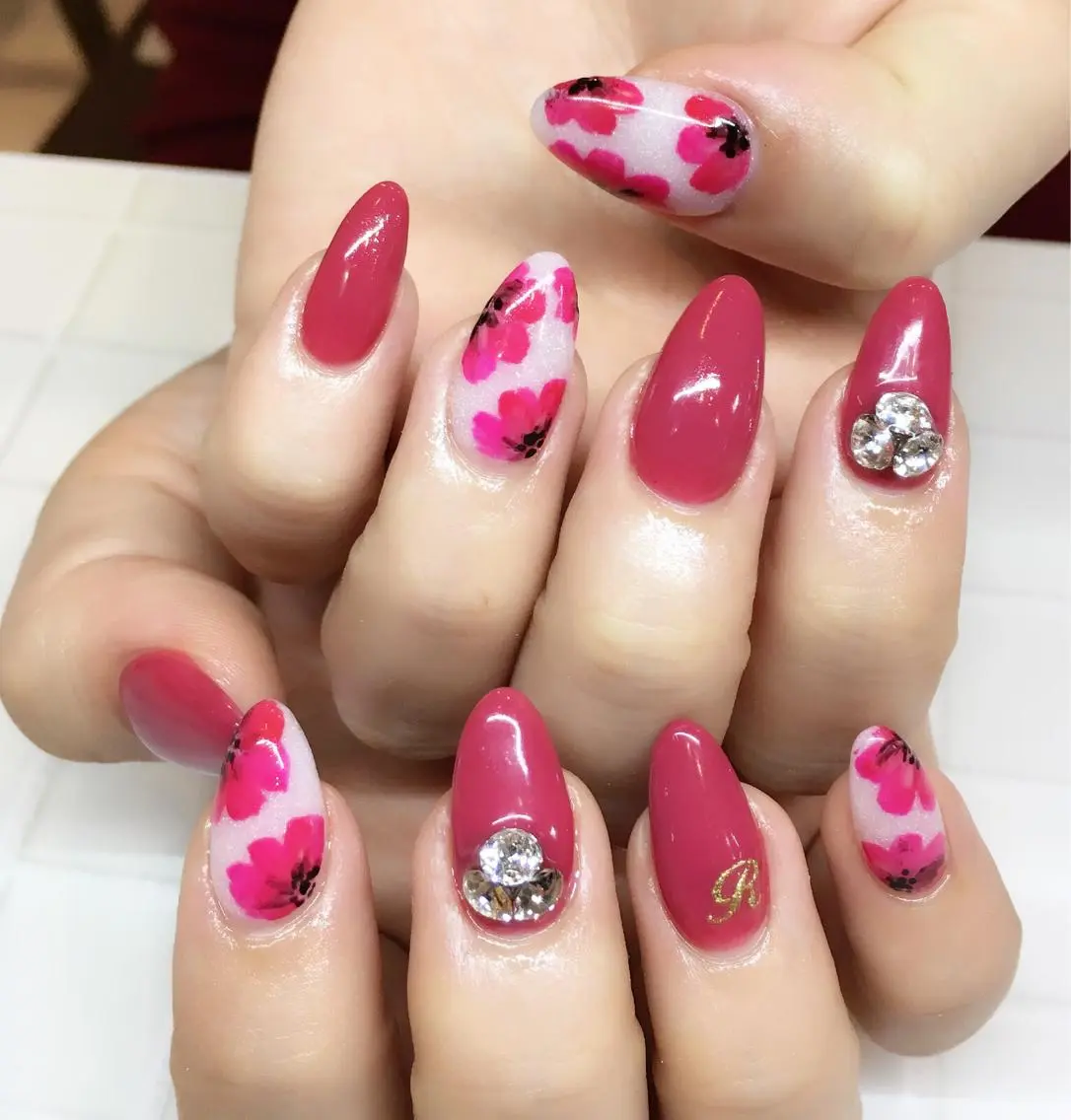 ネイル フラワーネイル 持ち込み スカルプネイル nail salon Soeurのネイルデザイン
