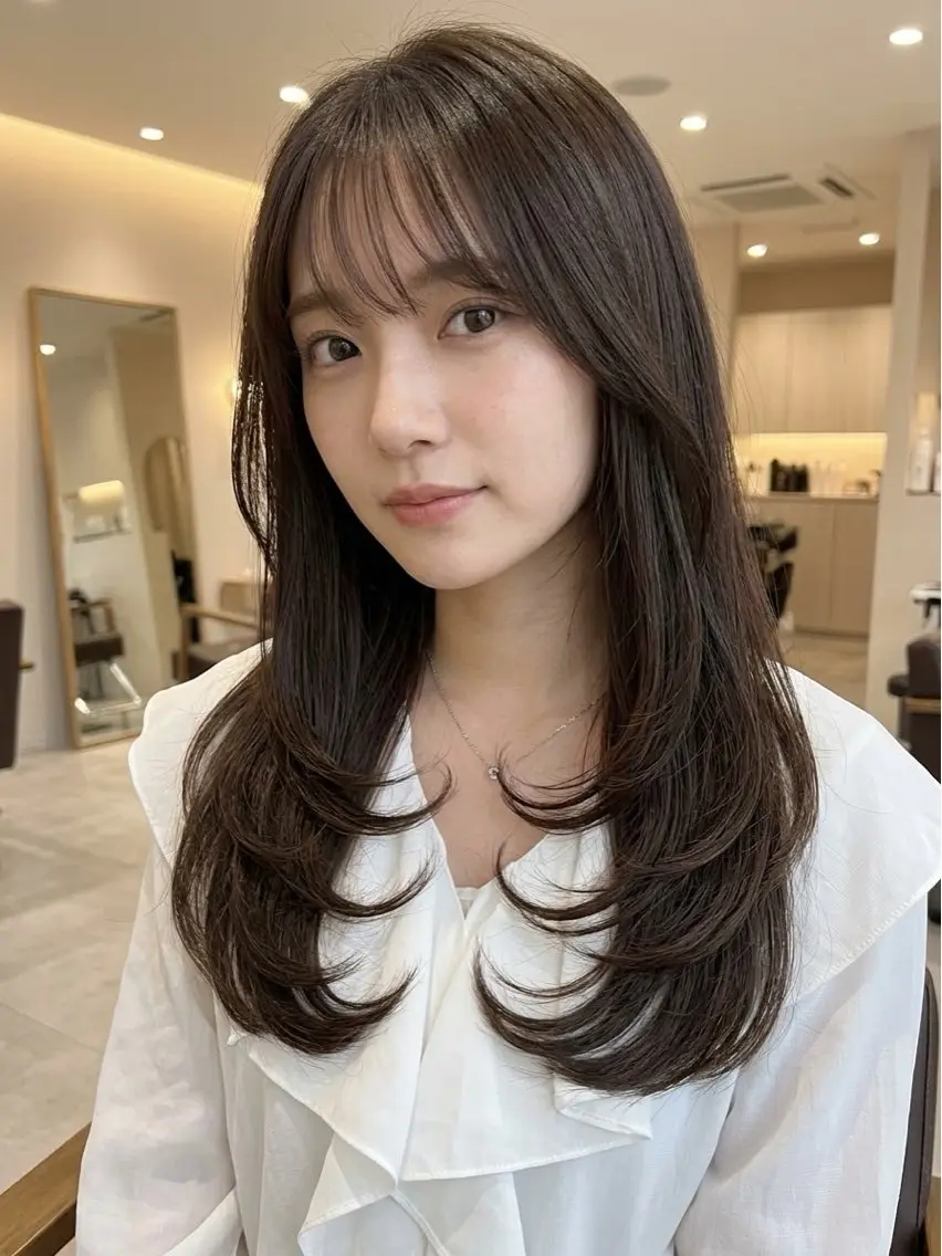ロング 髪質改善 赤み消しカラー山本のヘアスタイル