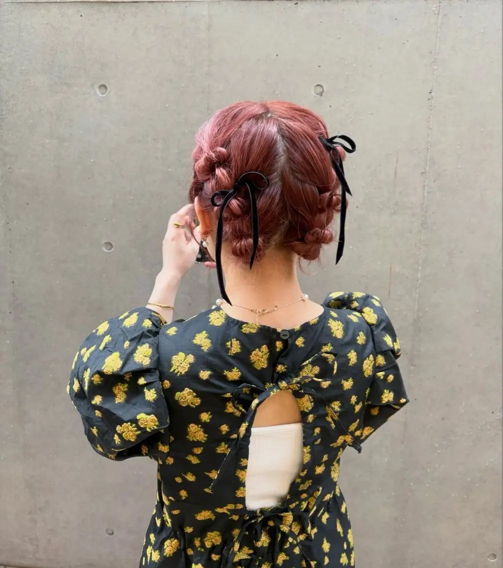 ショート ヘアアレンジ ヘアセット 【パーマ🌀/暖色カ ラー🍷】ななこ🌴のヘアスタイル