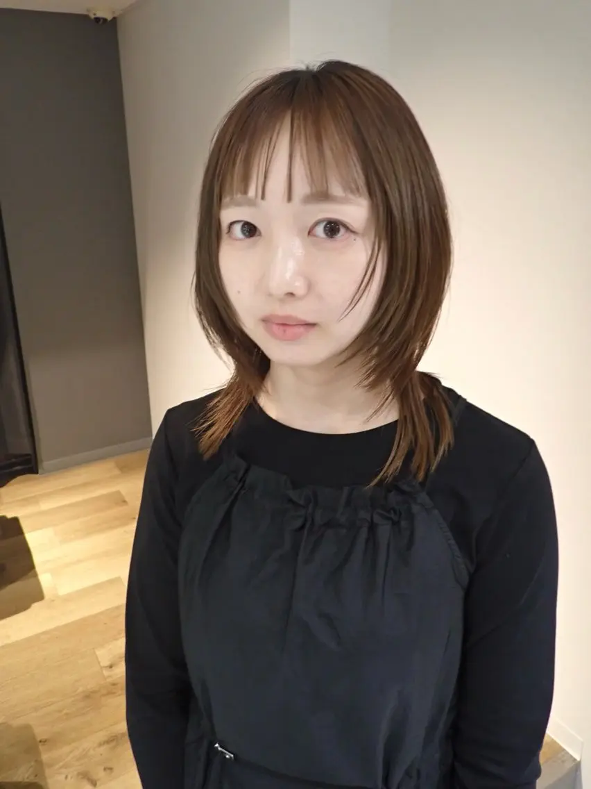 ミディアム 顔周りカット ハッシュカット カット ボブ/レイヤー ケンショウのヘアスタイル
