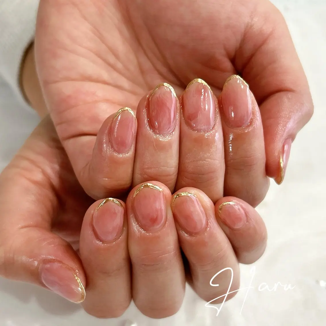 ネイル 大理石ネイル(マーブル) ミラーネイル Haru .mのネイルデザイン