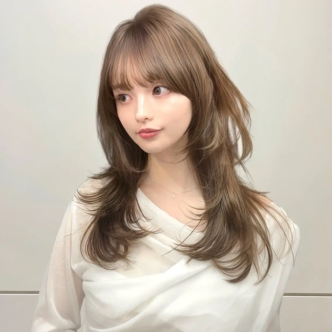 セミロング カラー カット ヘアカラー トリートメント 新宿/レイヤーカット 髪質改善/小顔見せのヘアスタイル
