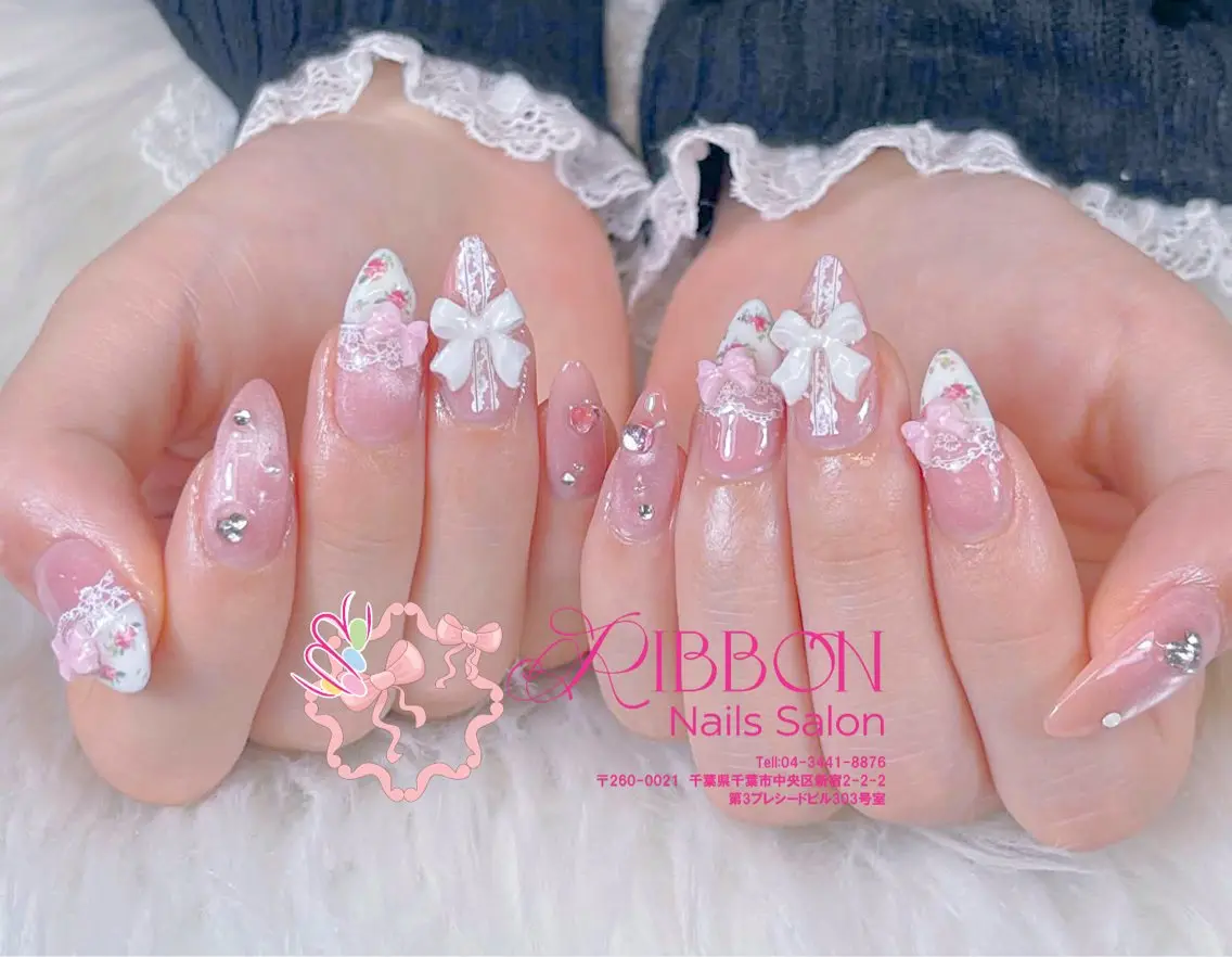 ネイル フットネイル フレンチネイル ジェルネイル マグネットネイル 持ち込み ハンドネイル Ribbonnail salonのネイルデザイン