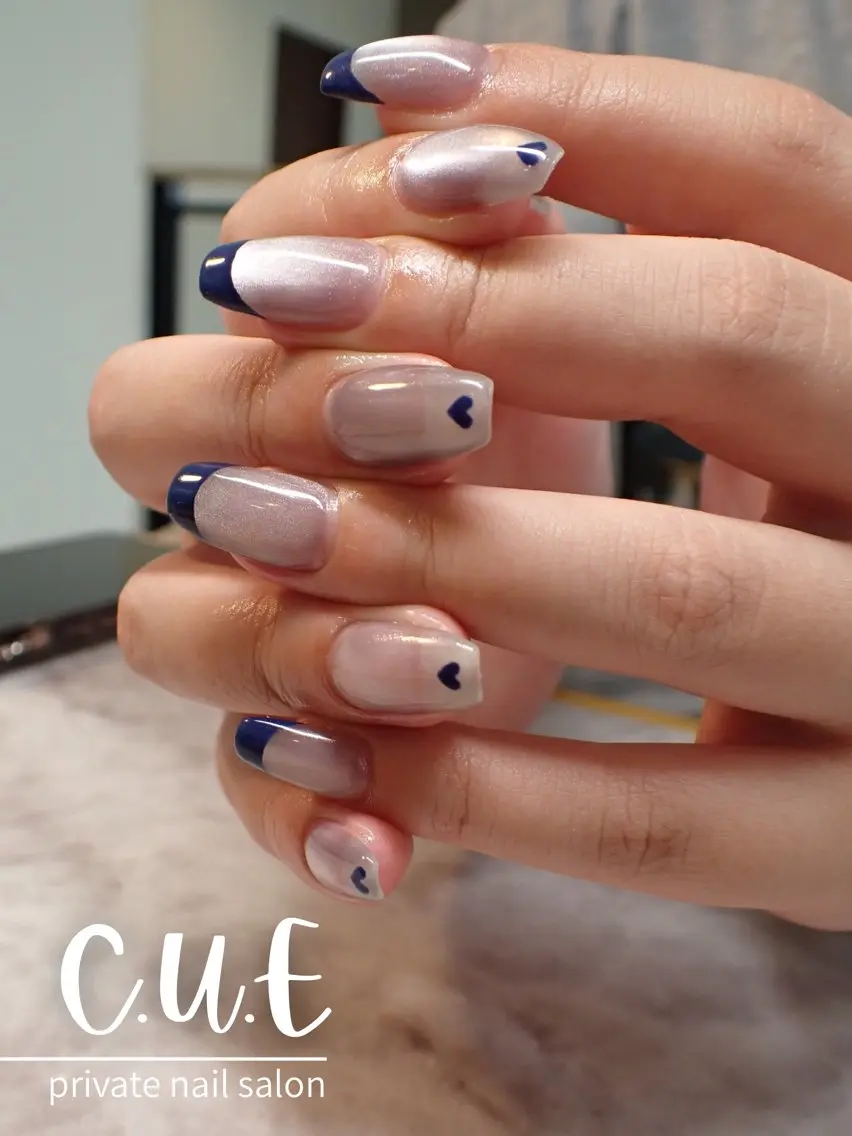 ネイル フレンチネイル マグネットネイル ハンドネイル Nailsalon C.U.Eのネイルデザイン