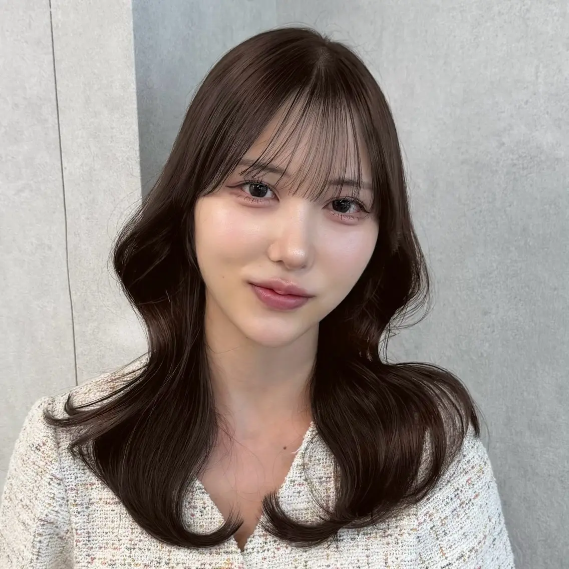 セミロング 韓国風ヘア 似合わせカット カット ヘアカラー 銀座／前髪顔周り/ 透明感カラー/danのヘアスタイル