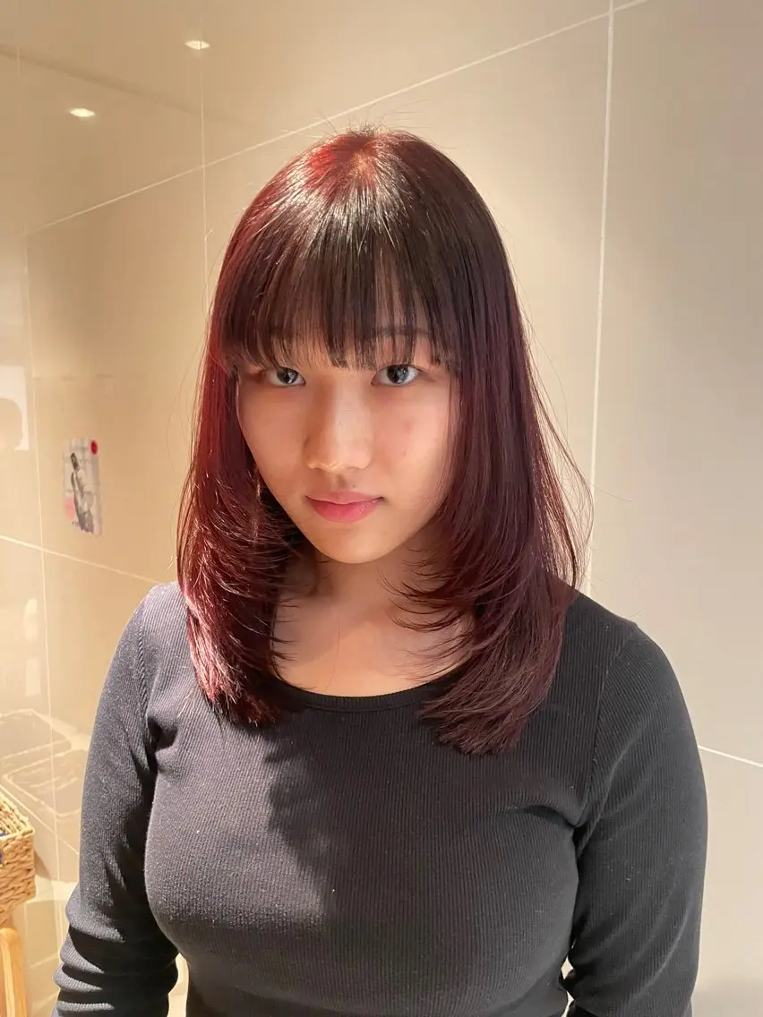 ミディアム レイヤーカット カット ヘアカラー 縮毛矯正 レイヤー/縮毛矯正 🪄chihiroのヘアスタイル