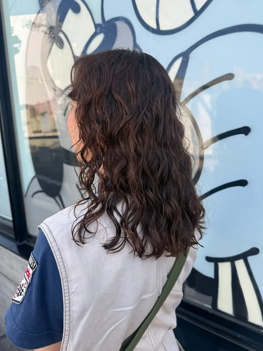 セミロング カット パーマ トリートメント 🌿朝5分でお洒落 パーマスタイル🌿のヘアスタイル