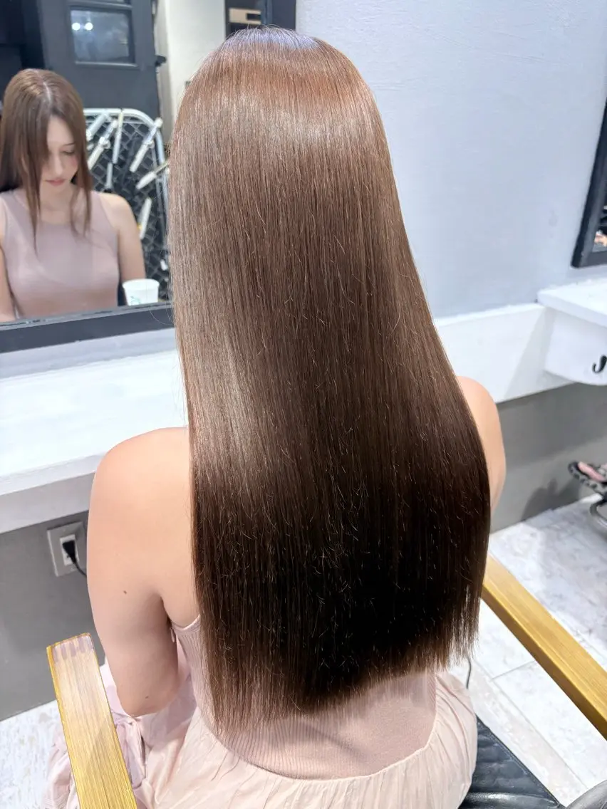 ロング カラー 縮毛矯正 GiseL れいやのヘアスタイル