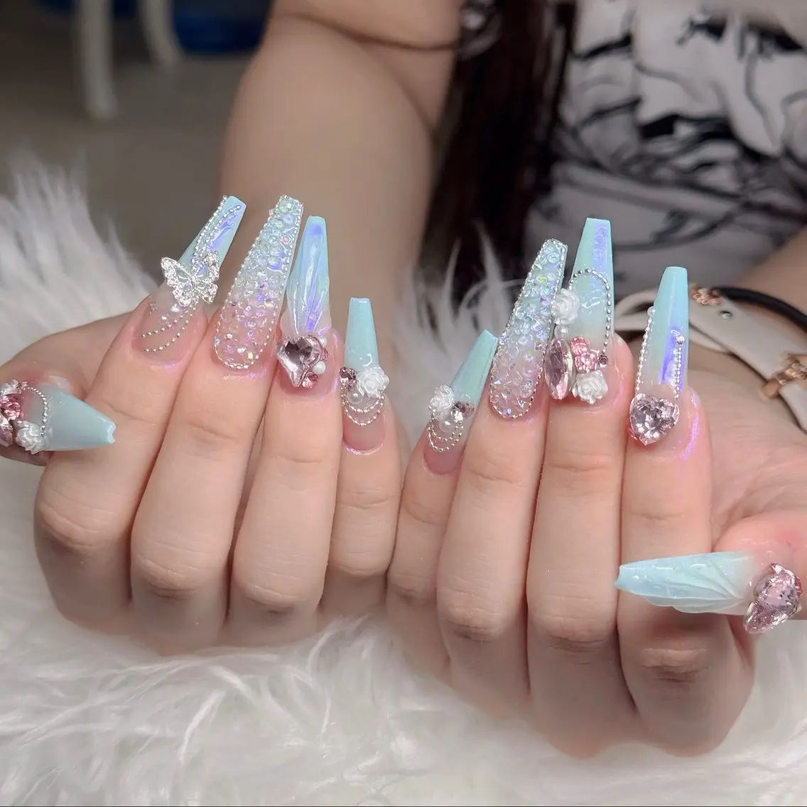 ネイル フットネイル フレンチネイル グラデーション 韓国ネイル ロングネイル Hani Nail XUKAのネイルデザイン