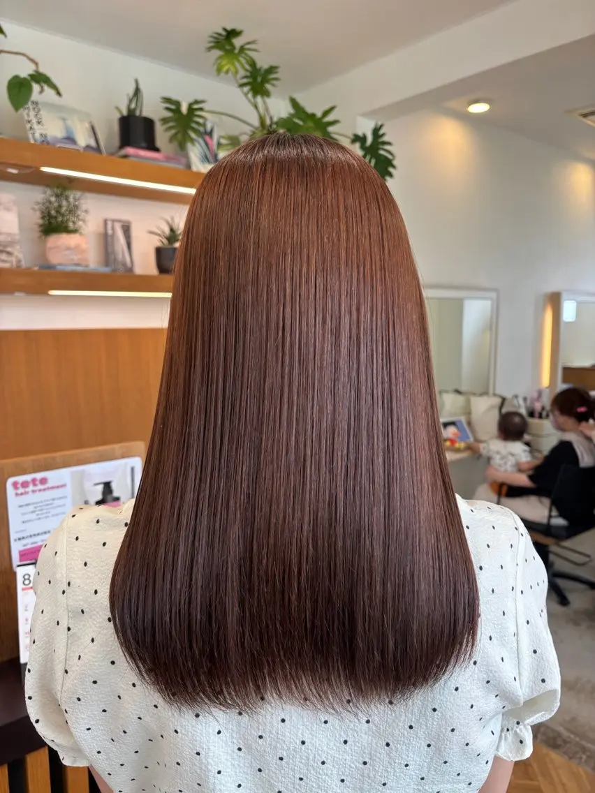 ロング 縮毛矯正 暖色❤️艶カラー/ あおいのヘアスタイル