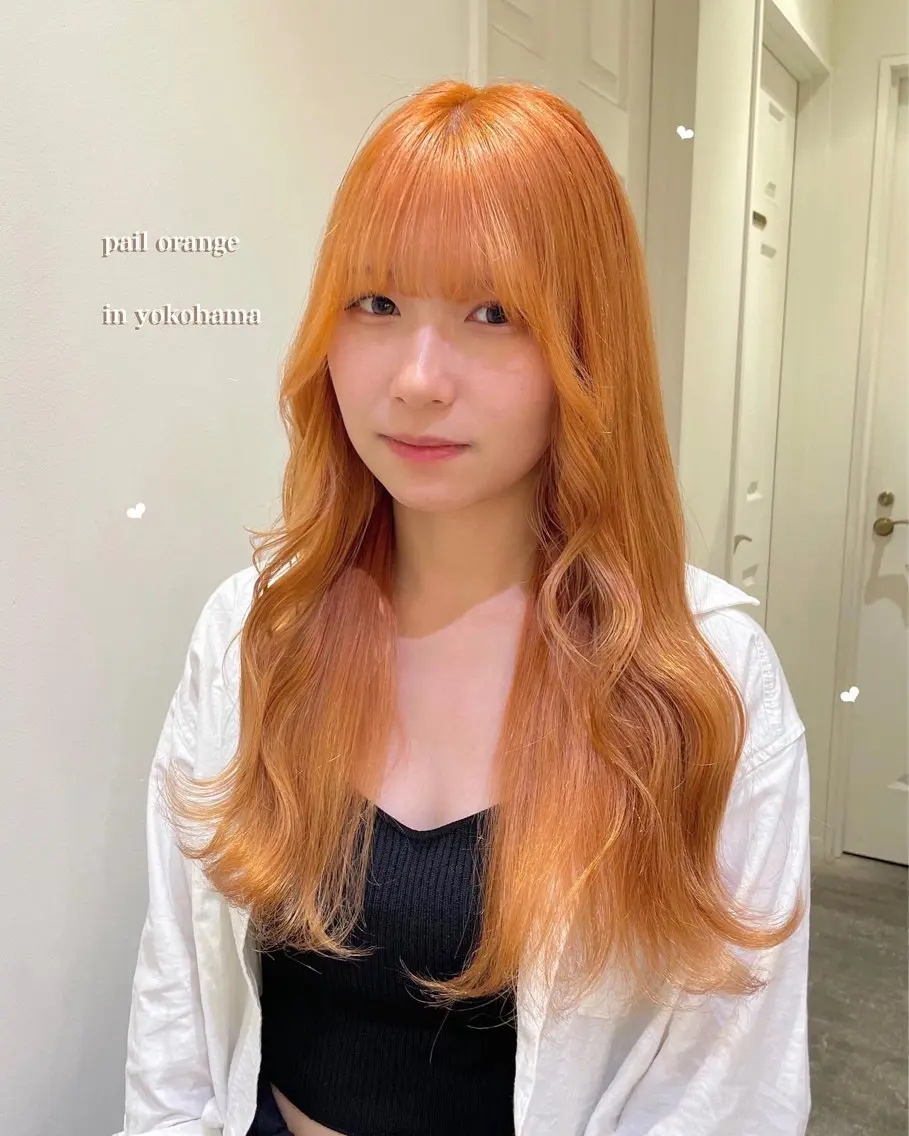 ロング カラー オレンジ ヘアカラー シールエクステ横浜 🐏☁️miminaのヘアスタイル
