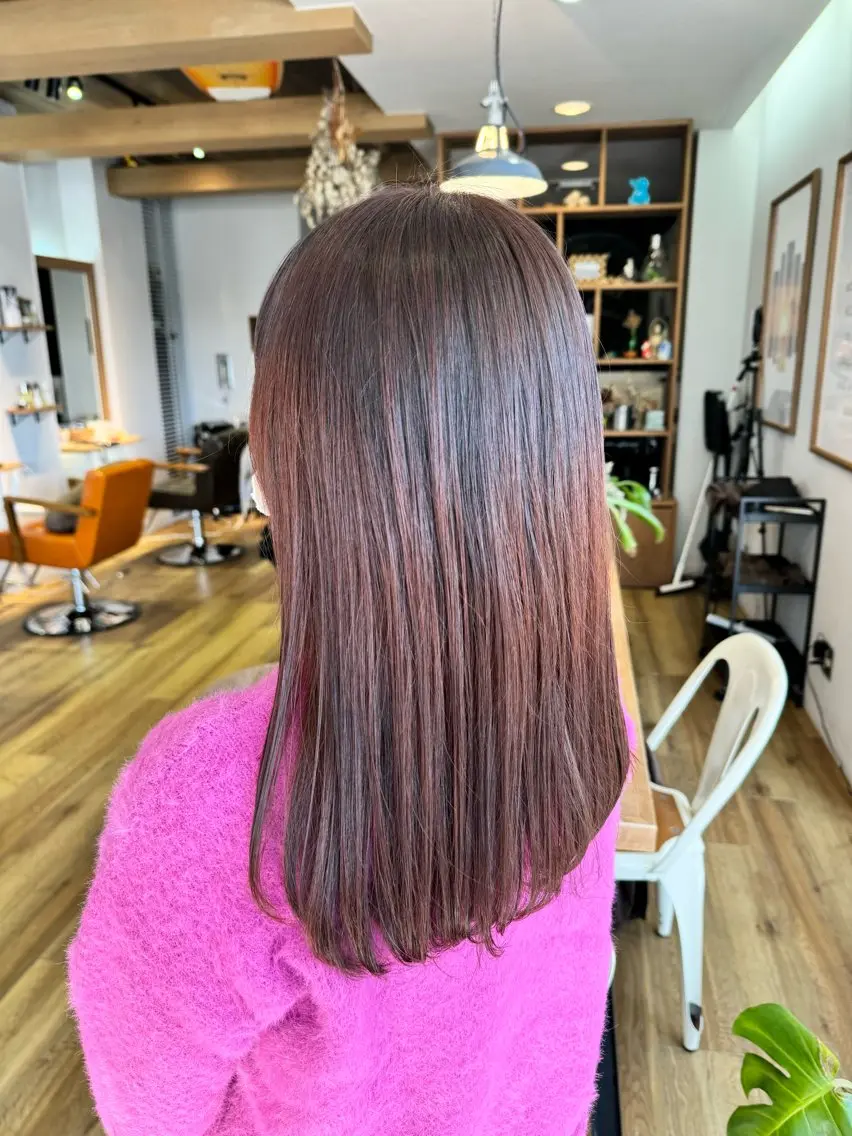 ロング カラー ブラウンカラー オレンジ オレンジブラウン ヘアカラー トリートメント ツキダテ ユイのヘアスタイル