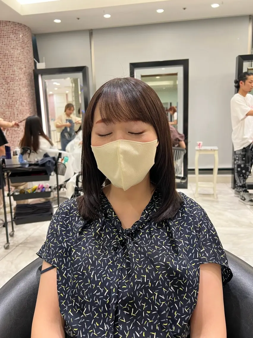 ミディアム パーマ 縮毛矯正 トリートメント 顔周り/透明感/銀座 🩵rinoのヘアスタイル