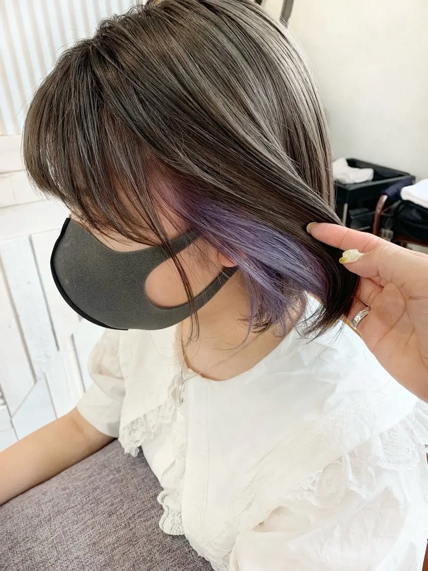 ミディアム カラー 切りっぱなしボブ アディクシーカラー アッシュ ベージュカラー ブリーチ ヘアカラー トリートメント 初めてでも失敗しない 透明感カラー Miiのヘアスタイル