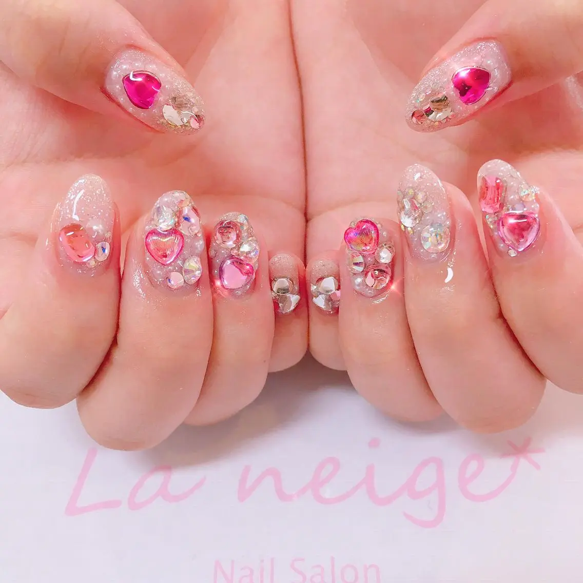 ネイル ハート La neige* yuki 🐩🌙のネイルデザイン
