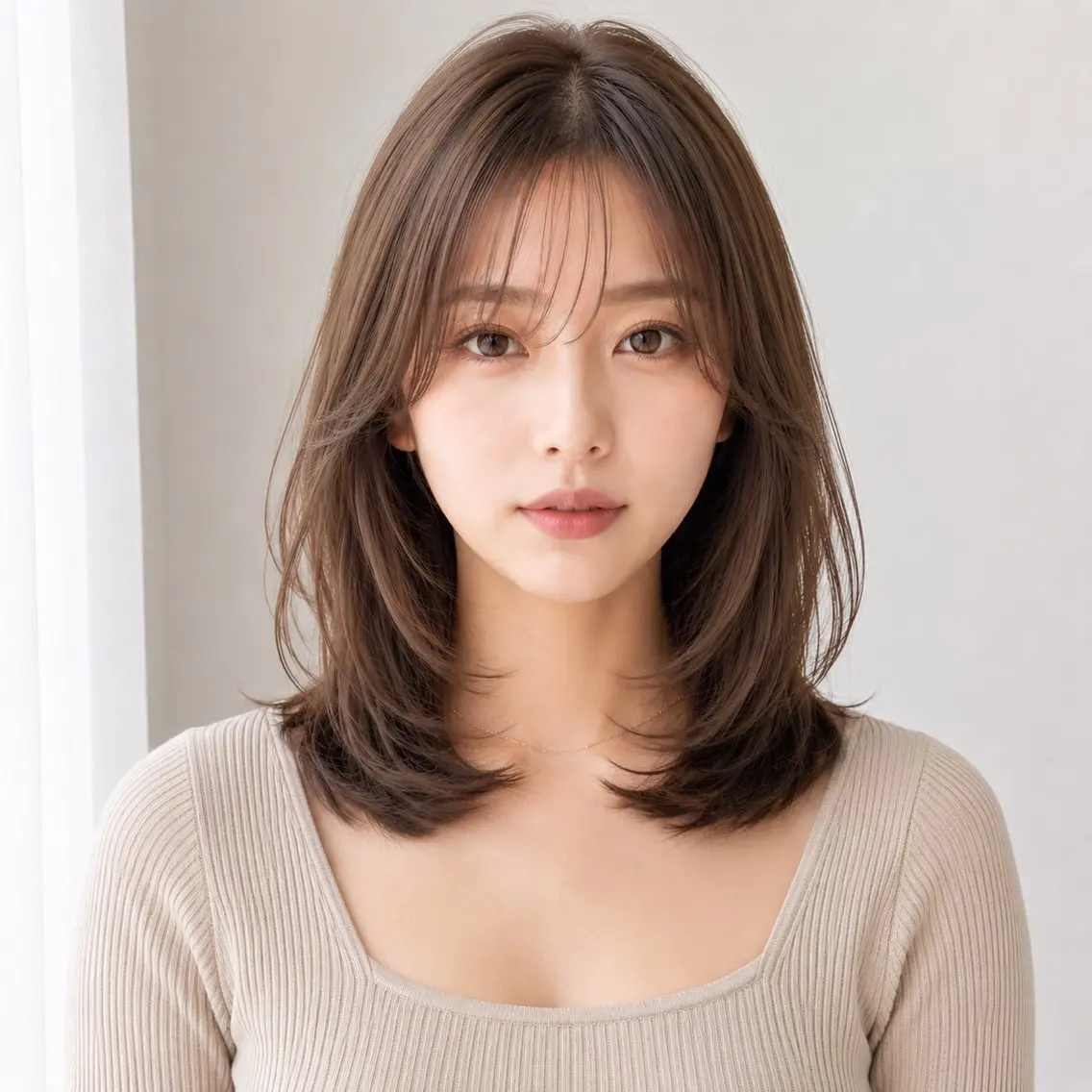 ミディアム カット ヘアカラー 艶カラー /顔周り◎ 小川泰輝🫧のヘアスタイル