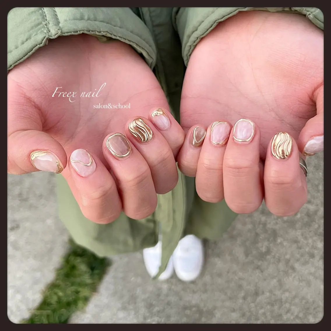 ネイル ミラーネイル ハンドネイル ハンドケア freex nail /ニュアンス/個性派のネイルデザイン