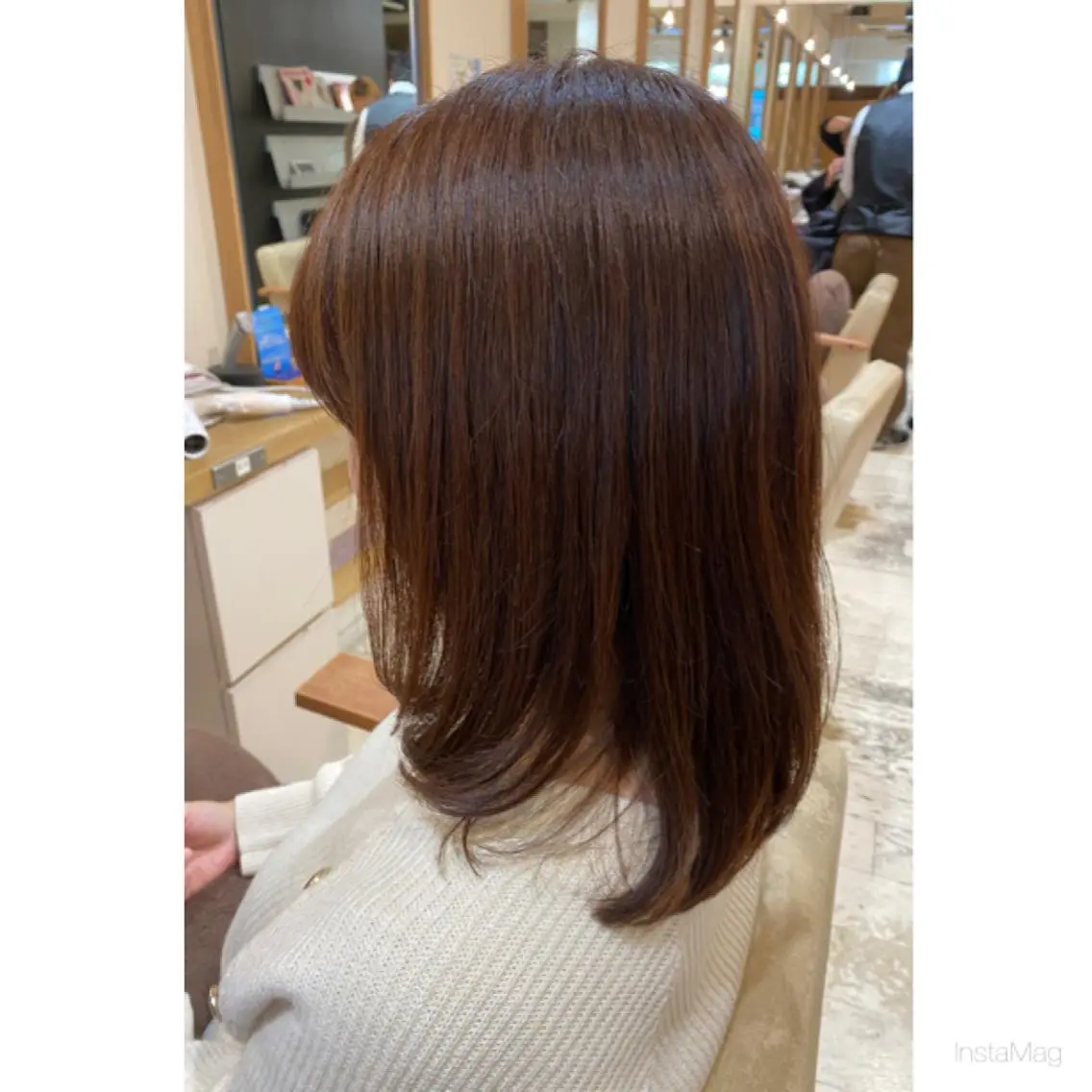 ミディアム パーマ ミディアムパーマ カット パーマ 岩間 香純のヘアスタイル