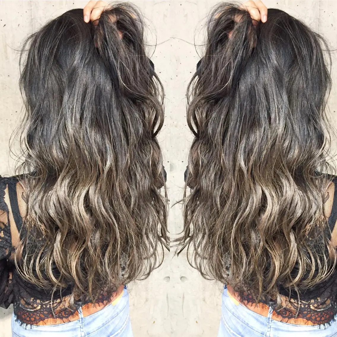 セミロング カラー パーマ ヘアアレンジ メンズ キッズ ネイル マツエク・マツパ グラデーションカラー パープルカラー グラデーション パープル ヘアカラー トリートメント ヘッドスパ 顔まわりレイヤー× 韓国ヘアオタベシンヤのヘアスタイル