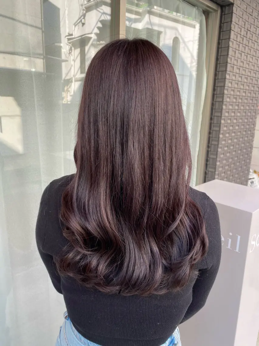 セミロング カラー グレージュ ラベンダーカラー ラベンダーグレージュ ラベンダーグレー カット ヘアカラー トリートメント グレージュ/レイヤー /韓国ヘア/RISAのヘアスタイル