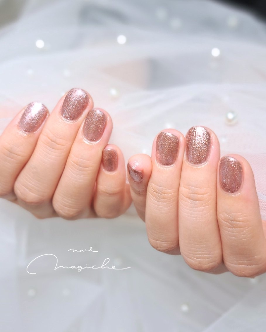 ネイル ラメ(グリッター) ワンカラーネイル ピンク ハンドネイル nail magicheのネイルデザイン