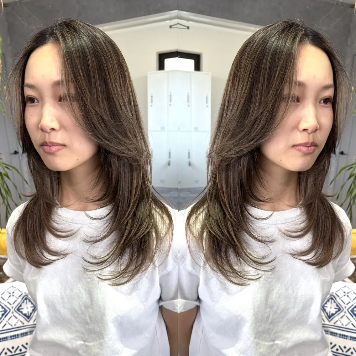 セミロング 髪質改善 レイヤーカット カット ヘアカラー トリートメント 大人上品特化 レイヤー🇺🇸山村のヘアスタイル