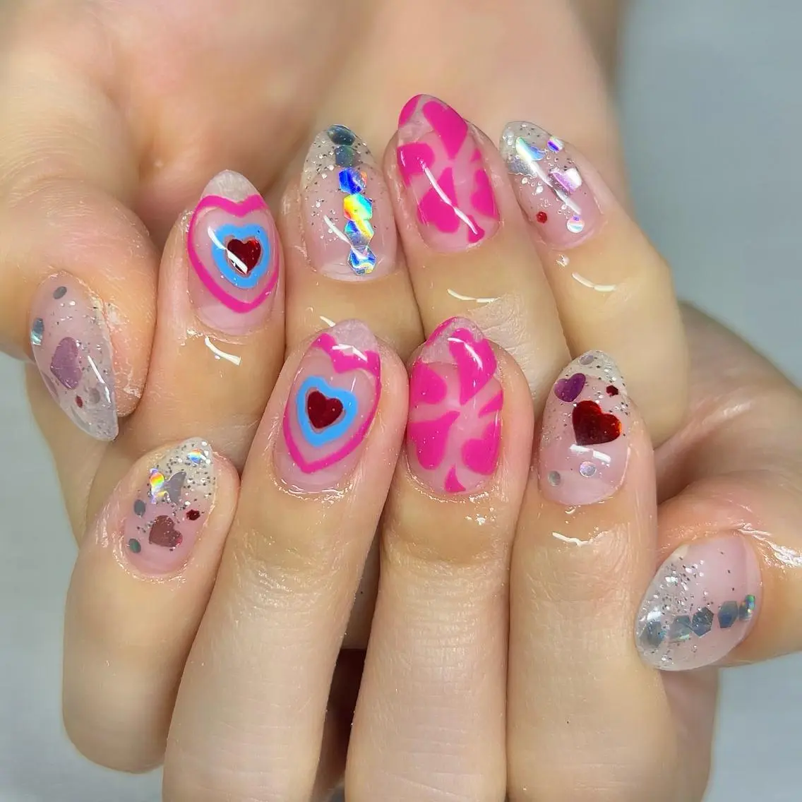 ネイル ハート ハンドネイル 【Yappy🌈】 💖P-tanaのネイルデザイン