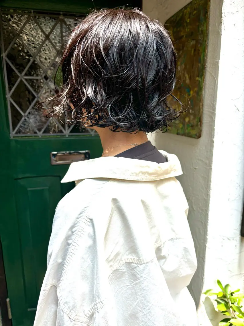 ショート パーマ パーマ 大石 朱純のヘアスタイル