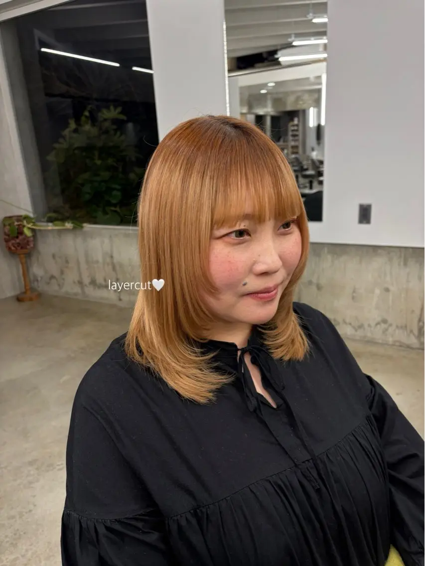ミディアム 🎀︎maho/暖色 /レイヤーカットのヘアスタイル