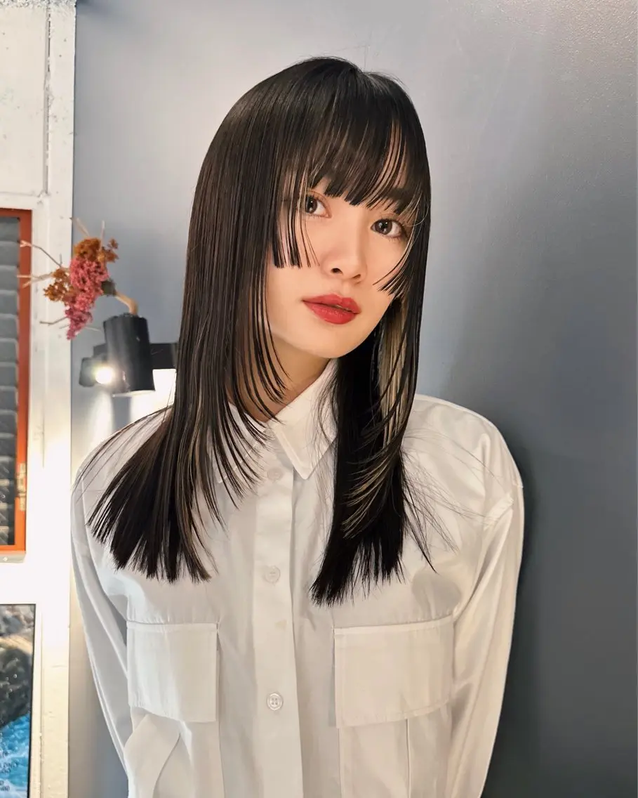 似合わせカット『姫カットレイヤーカット 顔まわりカット顔周りカットハッシュカット韓国レイヤーの写真