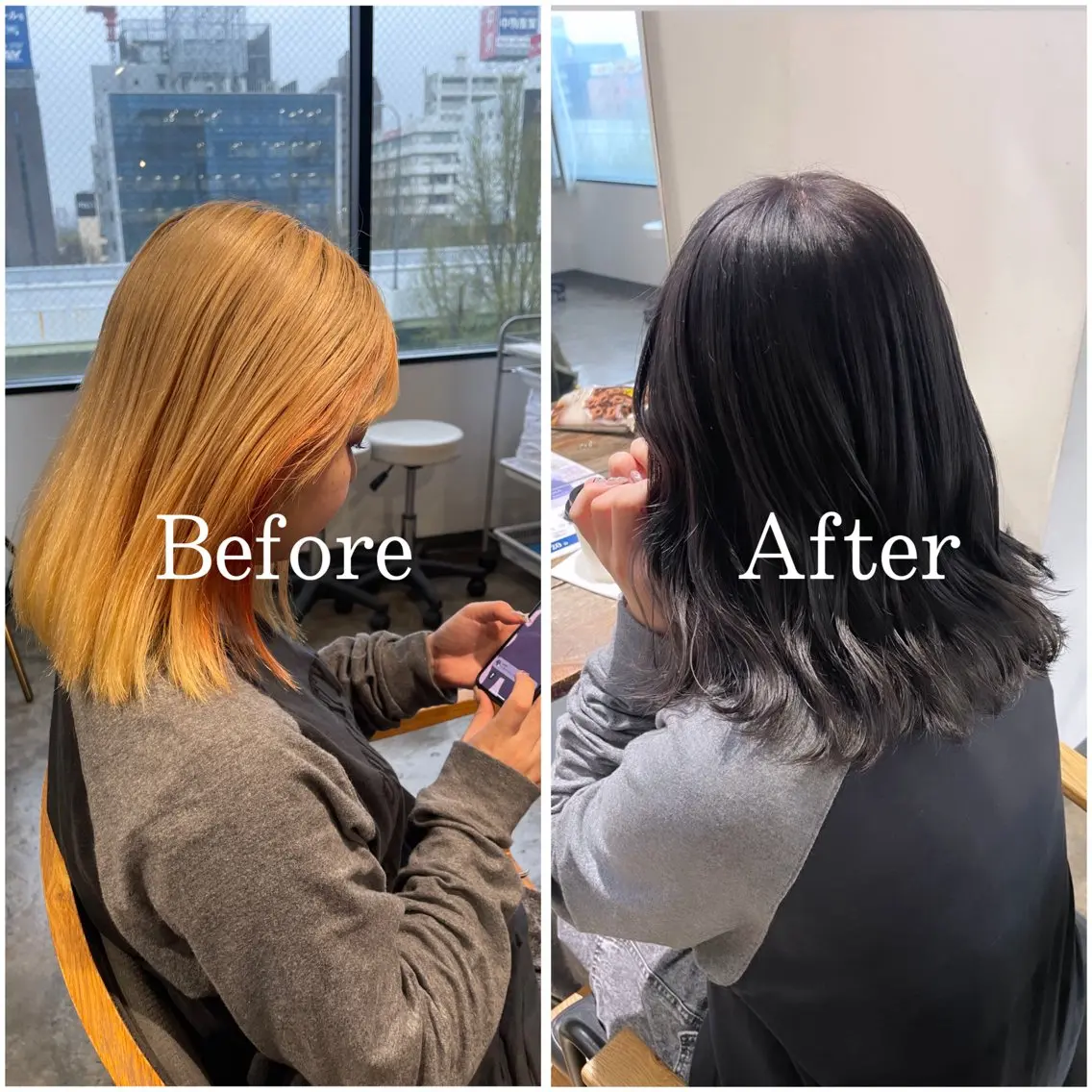 セミロング カラー ブリーチ 透明感カラー デザインカラー ハイトーンカラー ムラ修正/ ハイトーン💖Riaのヘアスタイル