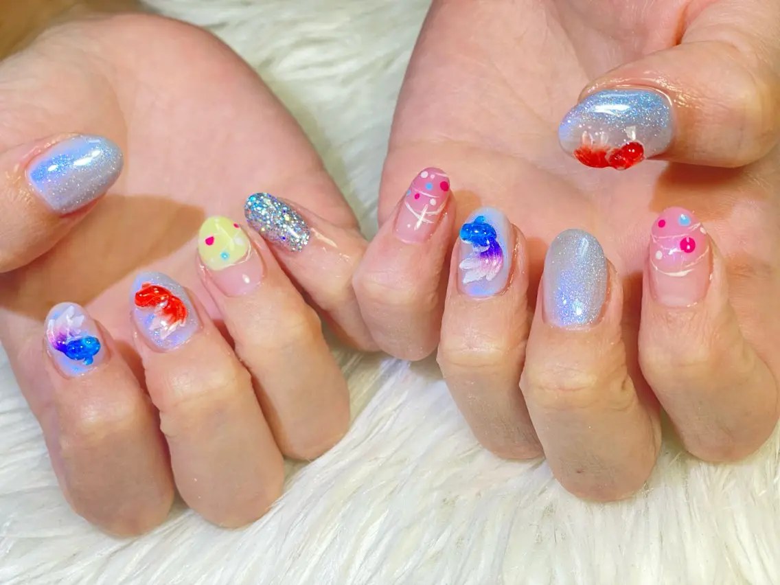 ネイル 持ち込み 夏ネイル ヨーヨーネイル will 有希のネイルデザイン