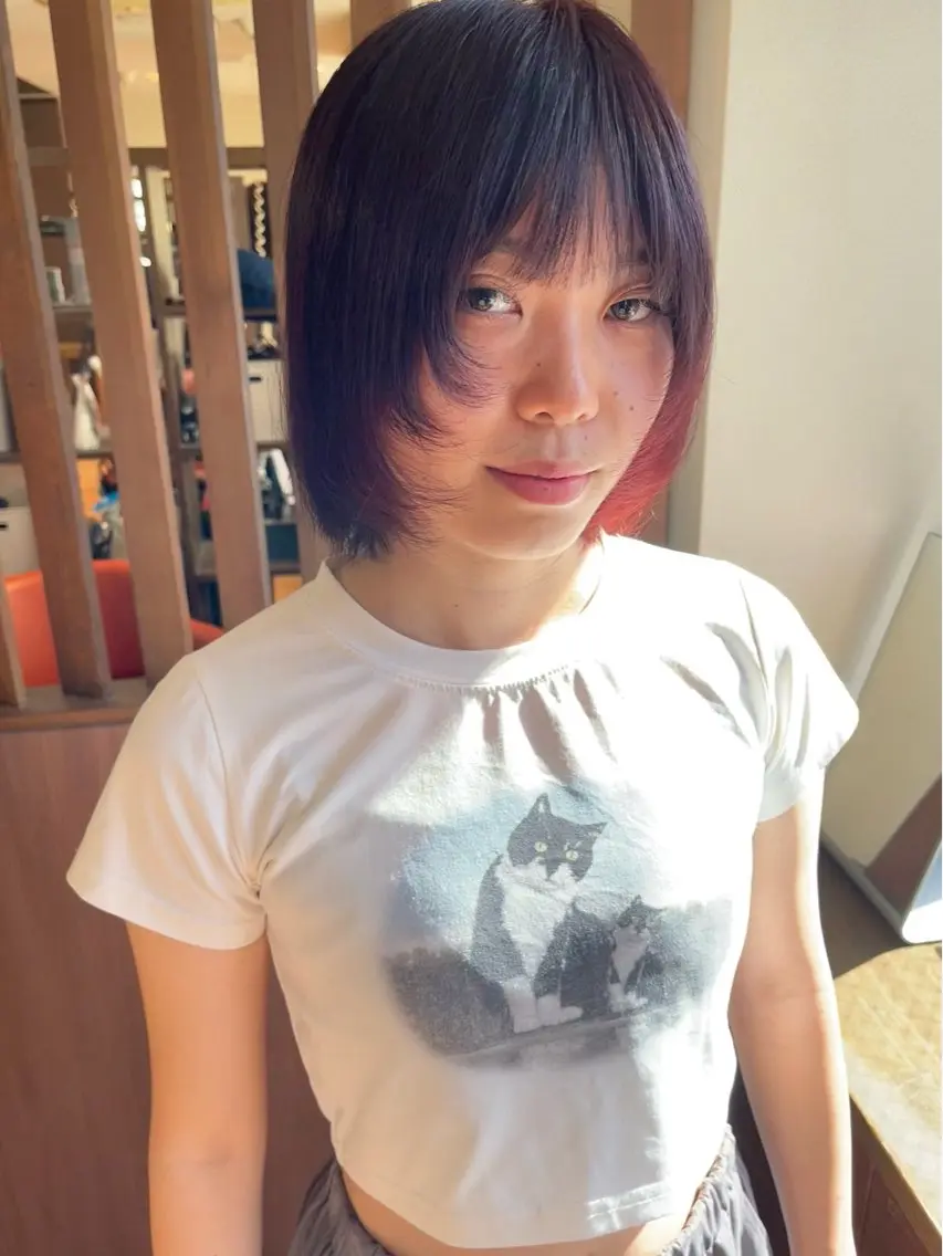 ショート カラー レッドカラー 顔まわりレイヤー レイヤーカット カット ヘアカラー トリートメント 田室 和幸のヘアスタイル