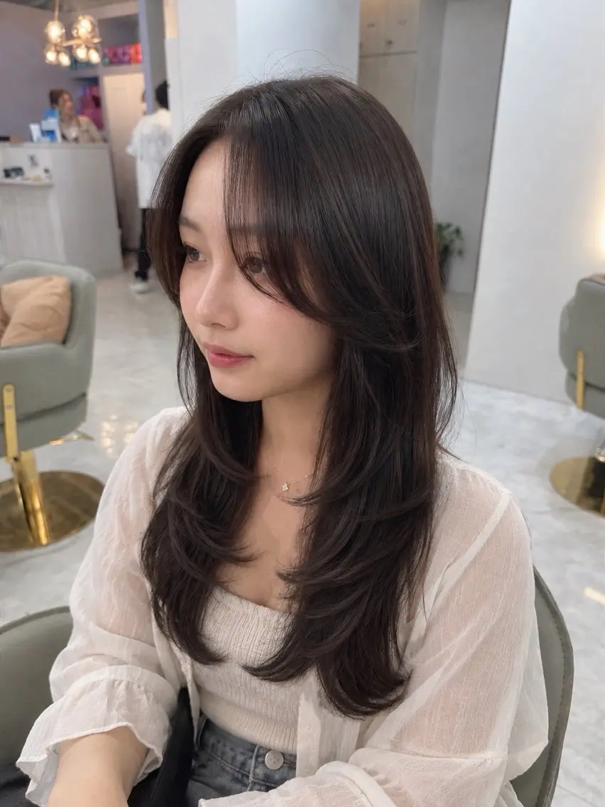 ロング カット ヘアカラー トリートメント 中屋 光貴のヘアスタイル