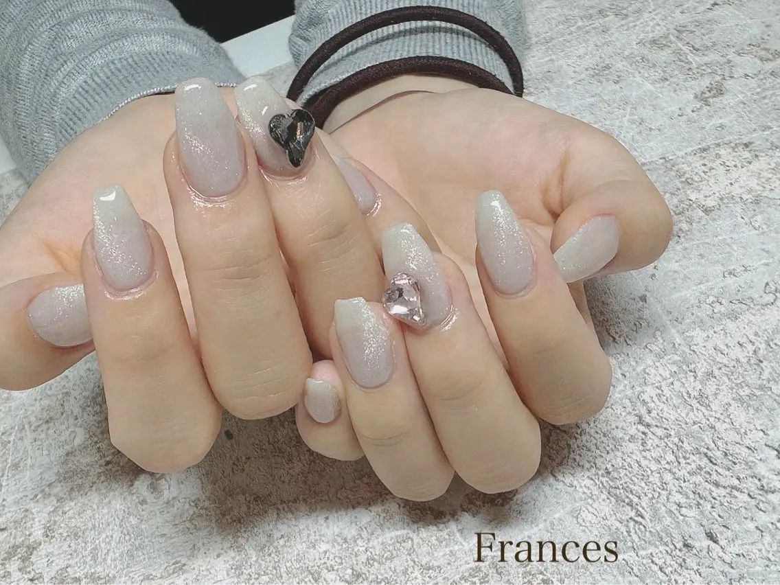 ネイル ハート ワンカラーネイル ハンドネイル Frances〜 Grace〜babaのネイルデザイン