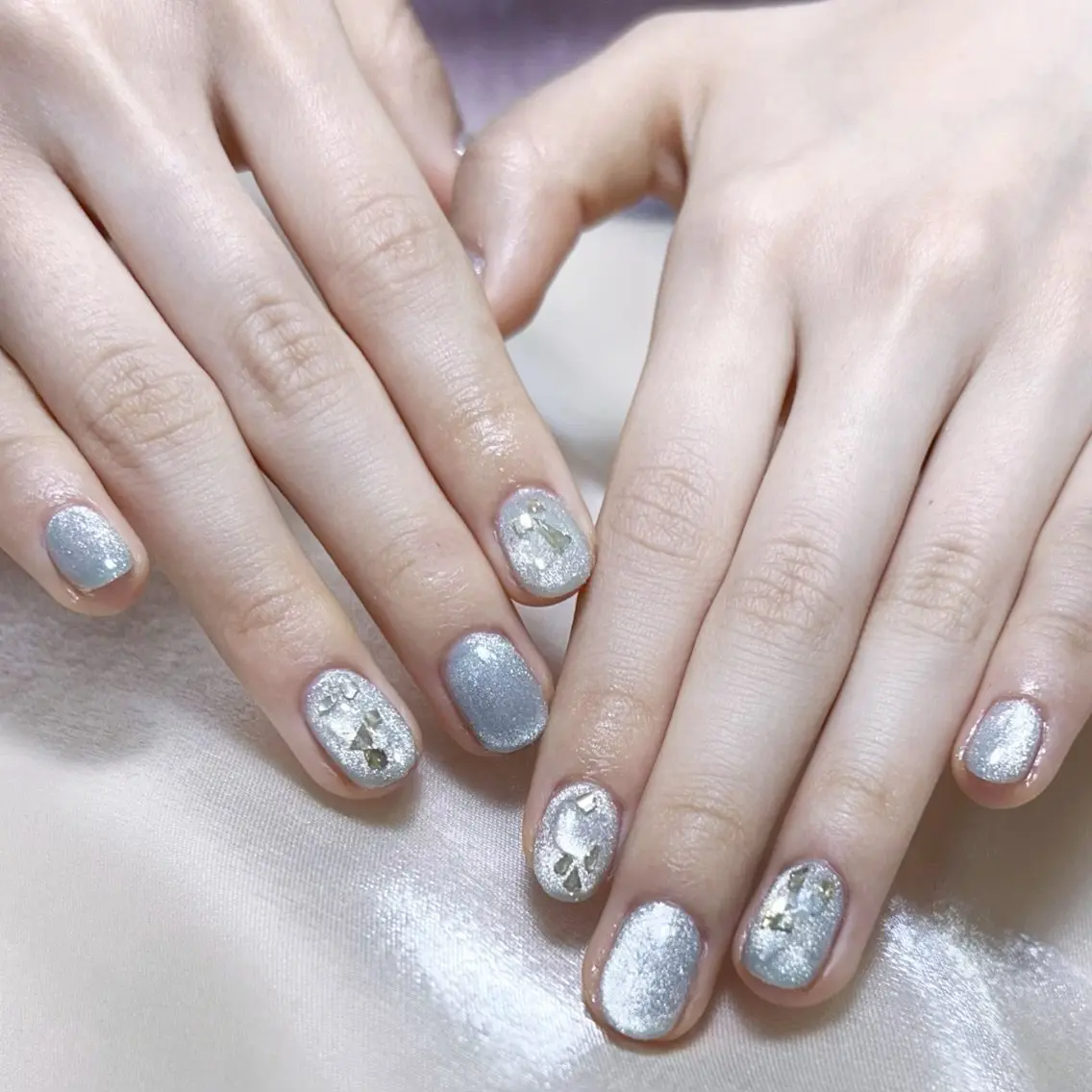 メンズ ネイル メンズ韓国風 アートネイル オーロラネイル ガーリー キラキラネイル ハンドネイル Nail salon 木にいるのネイルデザイン