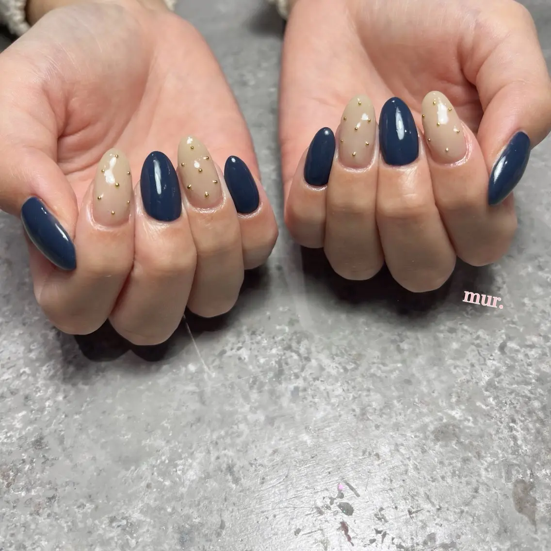 ネイル ネイビー 冬ネイル フットネイル nailsalon mur.のネイルデザイン