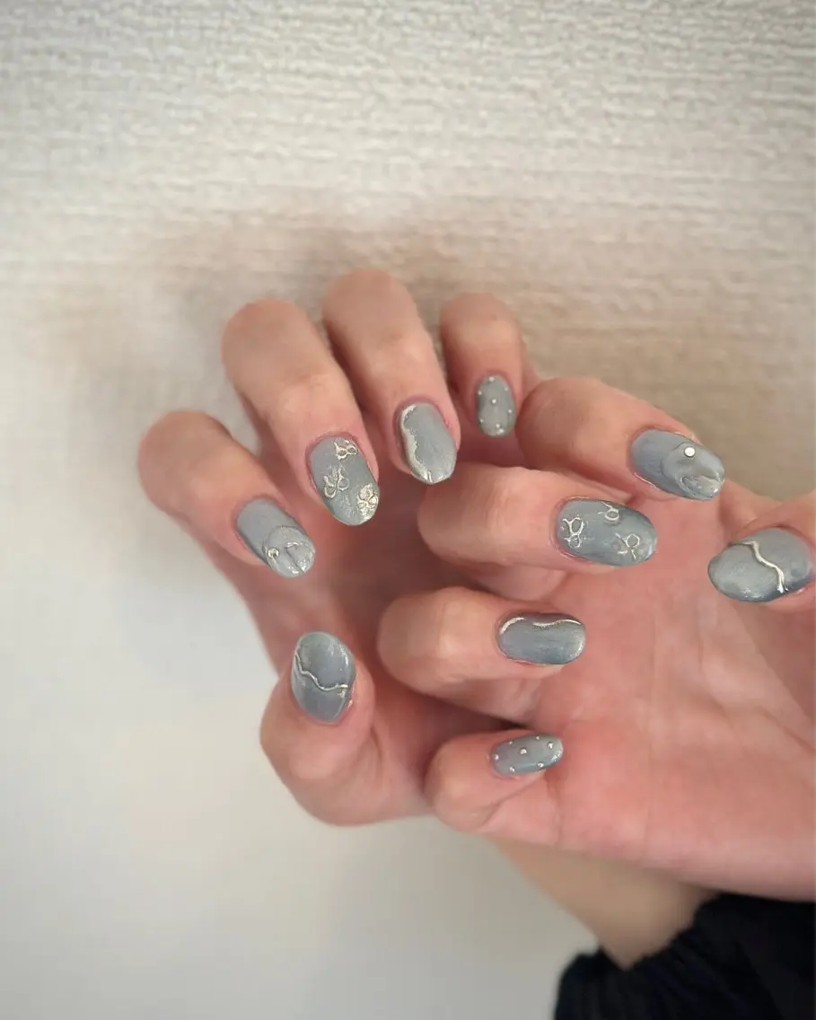 ネイル アートネイル ブルー ニュアンスネイル 春ネイル ハンドネイル private. nailsalonのネイルデザイン