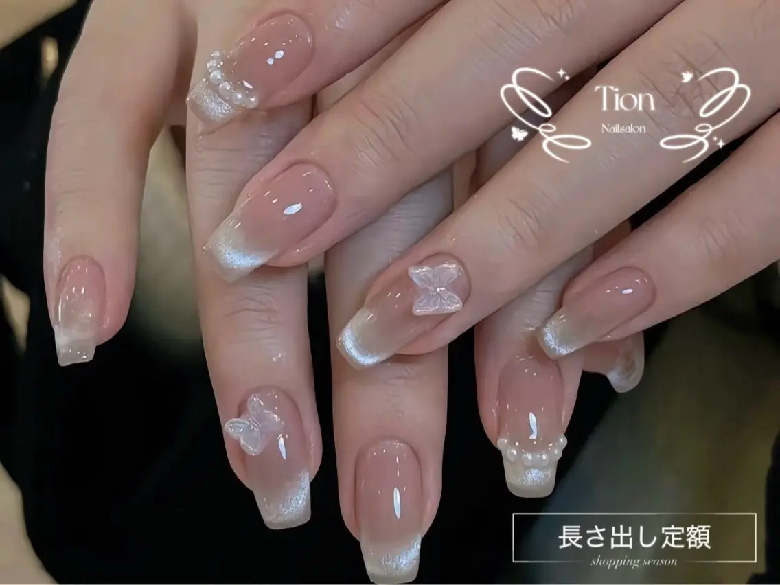 ネイル チークネイル 長さ出し フットネイル フレンチネイル ジェルネイル Nailsalon Tion 川崎店のネイルデザイン