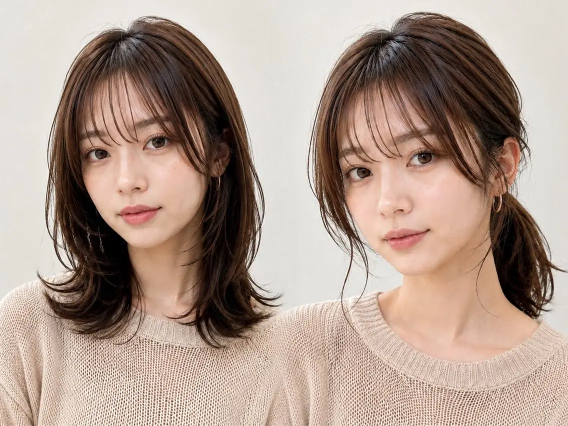 ミディアム カラー ミディアムレイヤー くびれヘア レイヤーカット カット ヘアカラー トリートメント 池袋/小顔レイヤー/ 顔まわり/taigaのヘアスタイル
