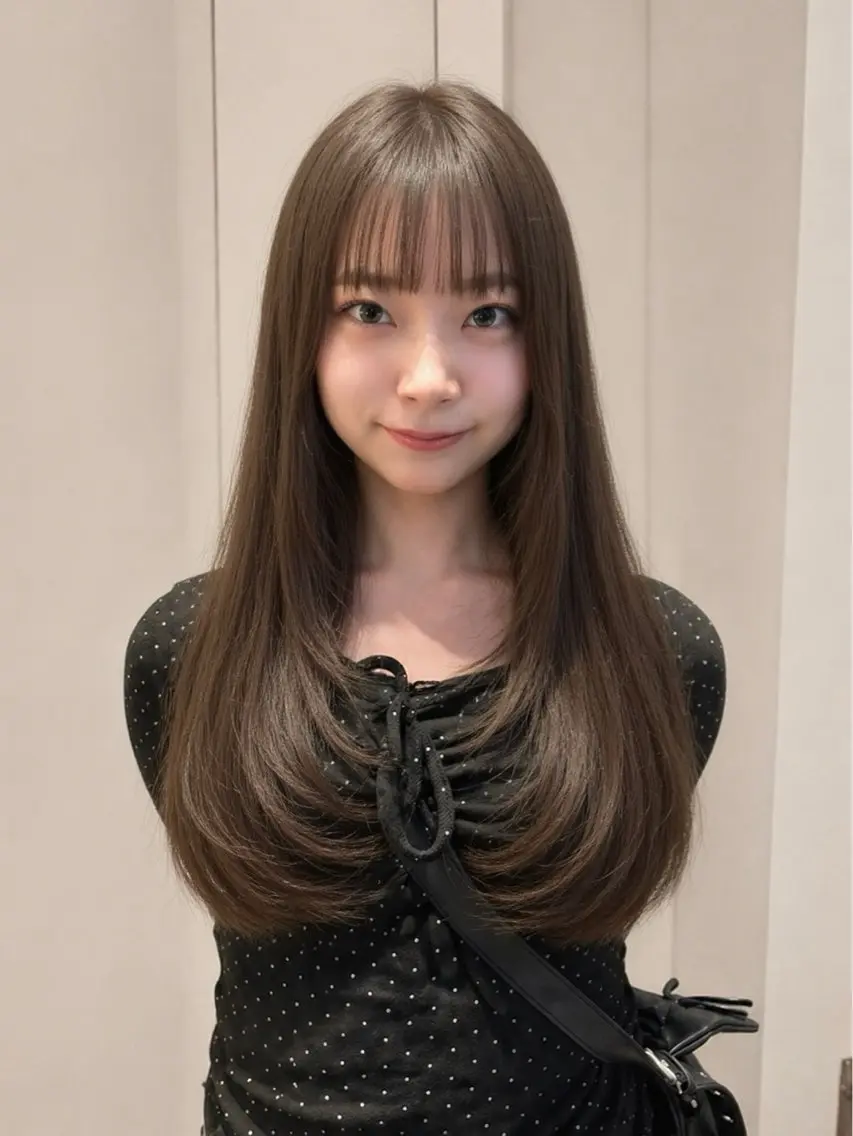 ロング カラー カット ヘアカラー トリートメント 韓国レイヤー⋆౨ৎ゚ 透カラー🩶/ユウキのヘアスタイル