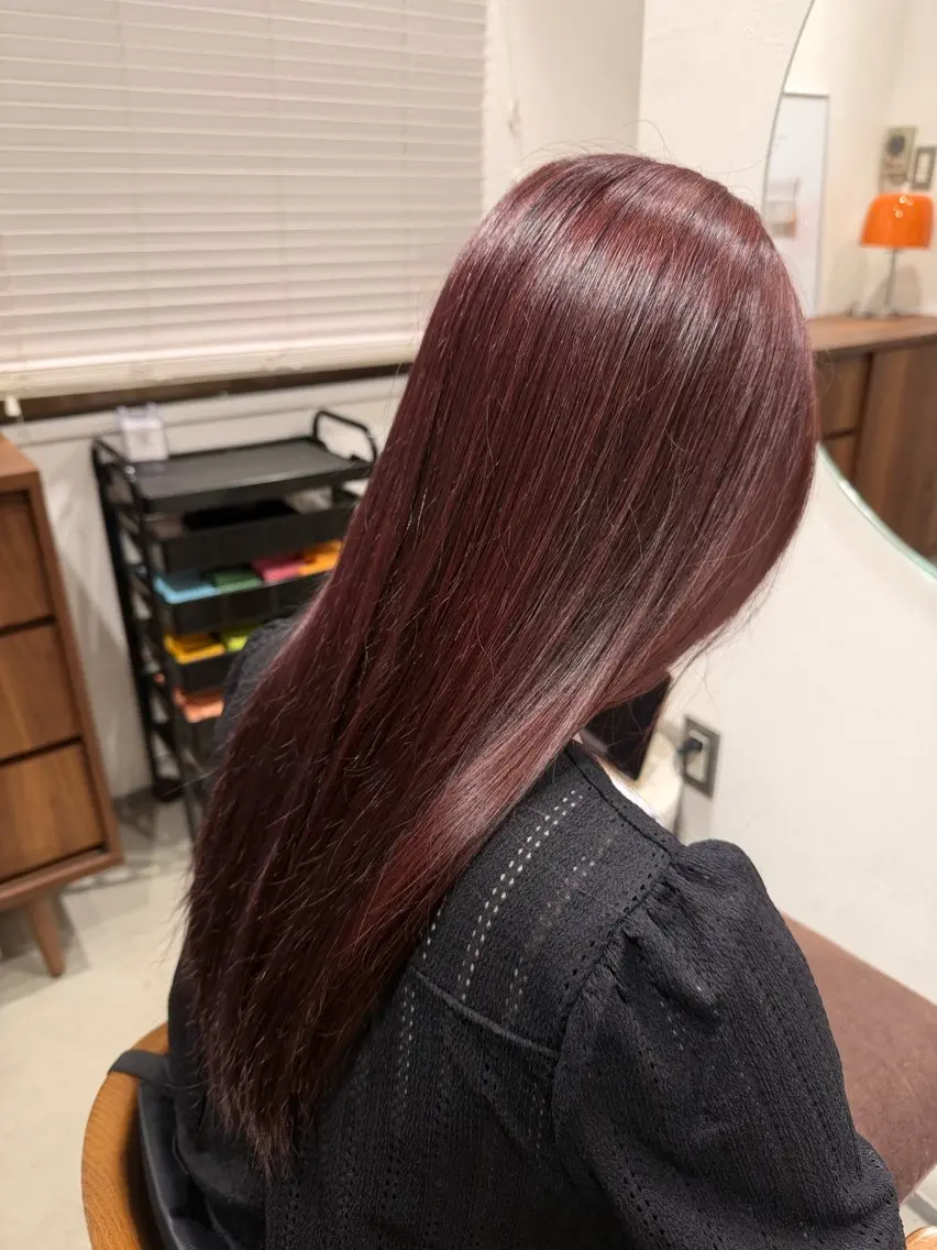 ロング カラー カシス ピンクカラー ヘアカラー 【立川徒歩3分‼️】 モデル募集✨YUTAのヘアスタイル