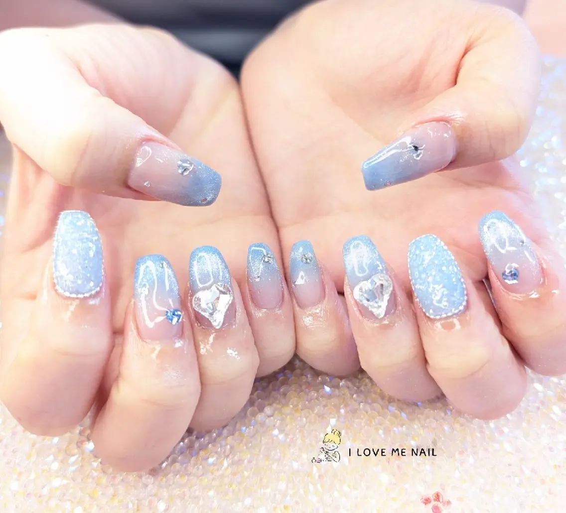 ネイル 長さ出し ハート 韓国ネイル マグネットネイル ニュアンスネイル I LOVE ME NAIL.。.:*♡のネイルデザイン