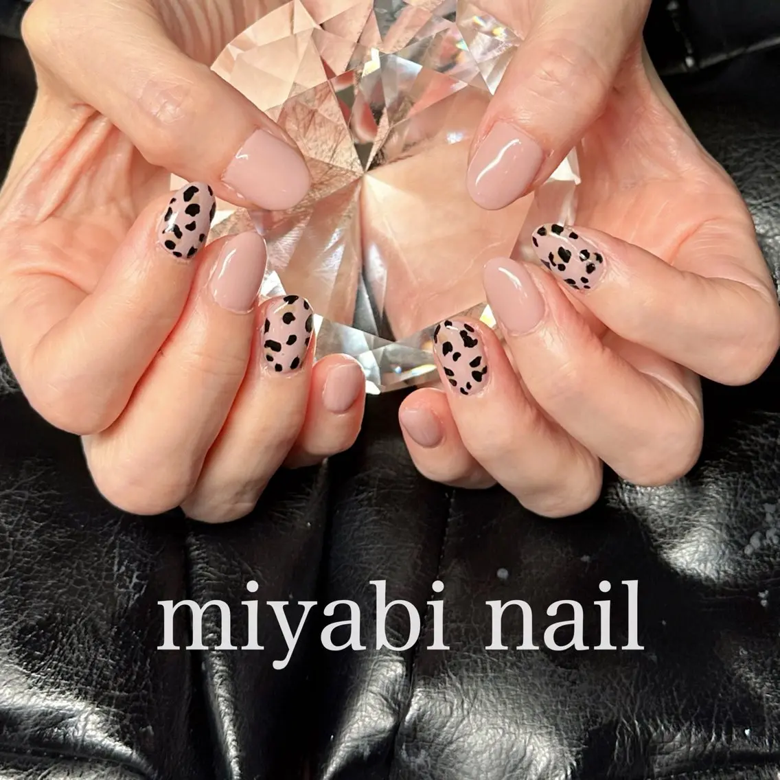 ネイル アニマル柄 ジェルネイル 持ち込み ピンク ハンドネイル miyabi nail 桂川駅近くのネイルデザイン