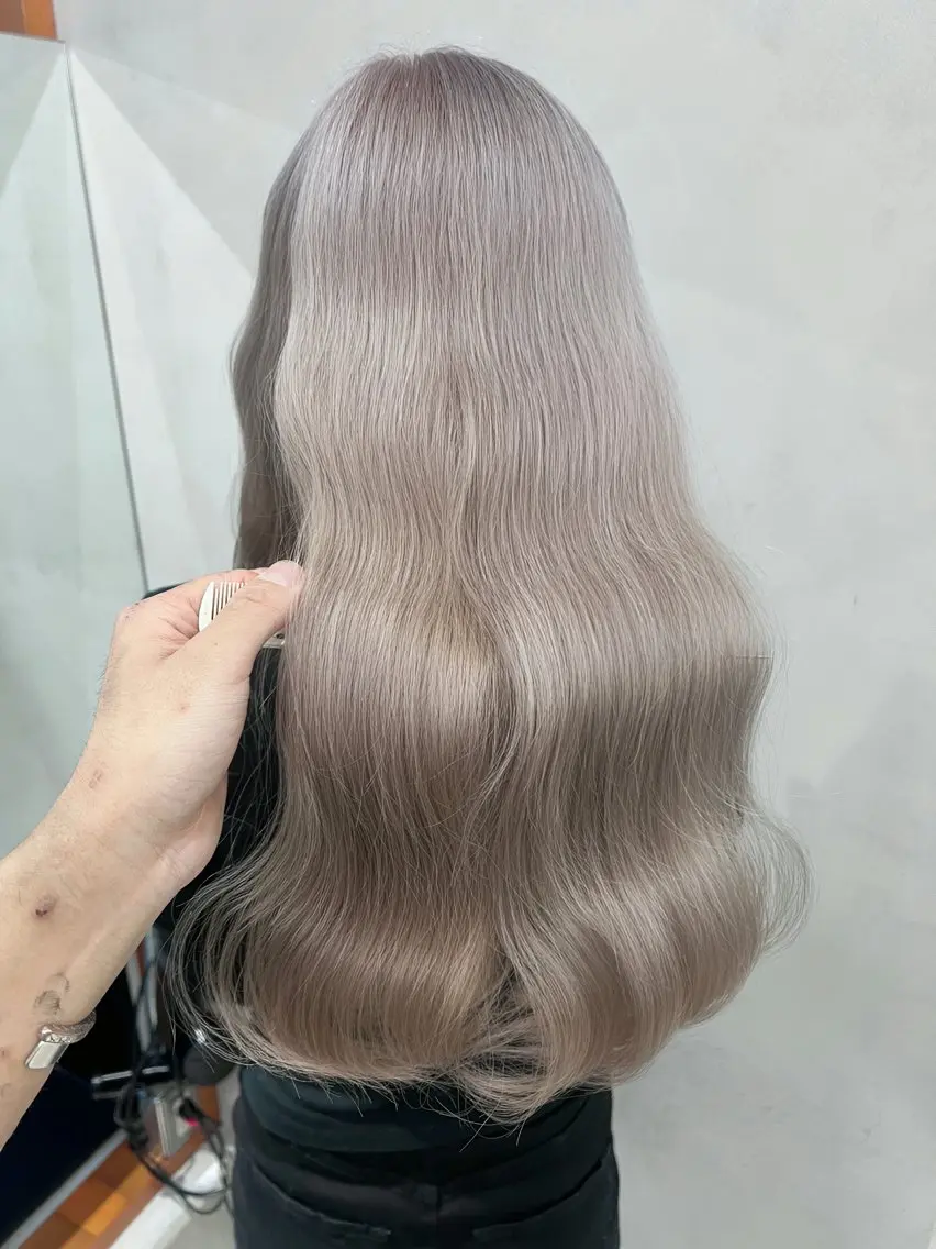 ロング カラー ヘアアレンジ ベージュカラー ミルクティーベージュ ホワイトミルクティーベージュ ヘアカラー トリートメント 大宮/山口 竣也のヘアスタイル