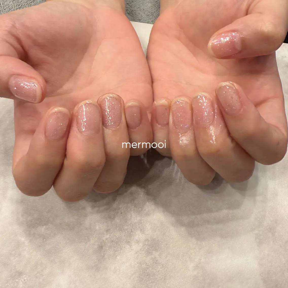 ネイル クリアネイル フレンチネイル ラメ(グリッター) 大理石ネイル(マーブル) ニュアンスネイル mermooi nailのネイルデザイン
