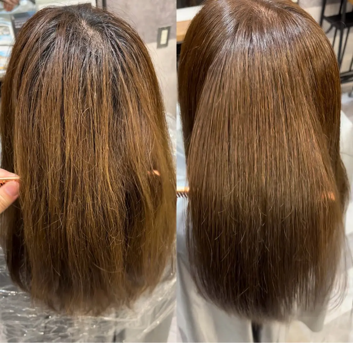 セミロング カラー 髪質改善 中山 柊佑のヘアスタイル
